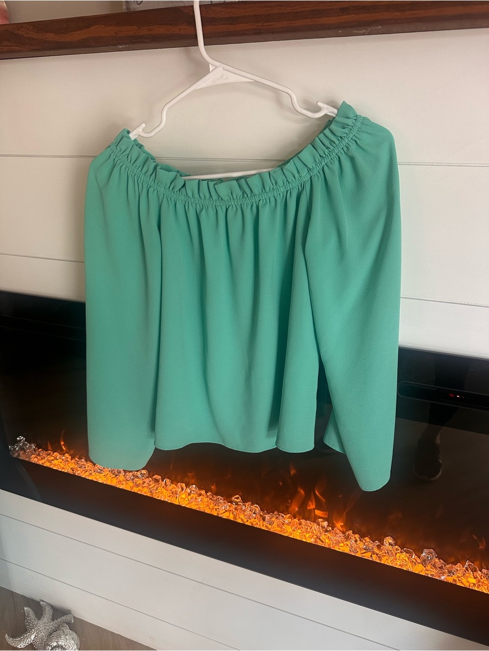 Boutique Mint Green Off-Shoulder Top